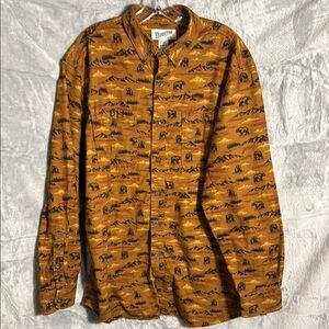 Duluth Trading Co. men’s shirt L Tall relaxed fit bear nature Patterned Shirt